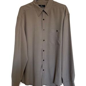 Vintage Fusion Men's Dress Shirt XL Taupe Button Front Long Sleeve‎ Classic Fit